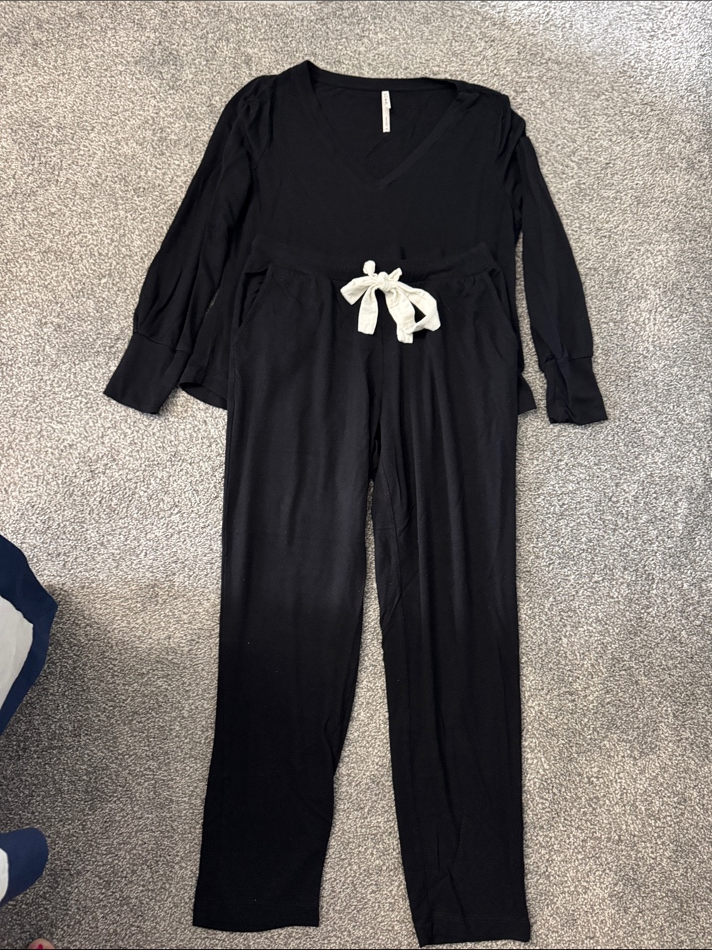 Soma Black Pajama Set with Cream Waist Tie